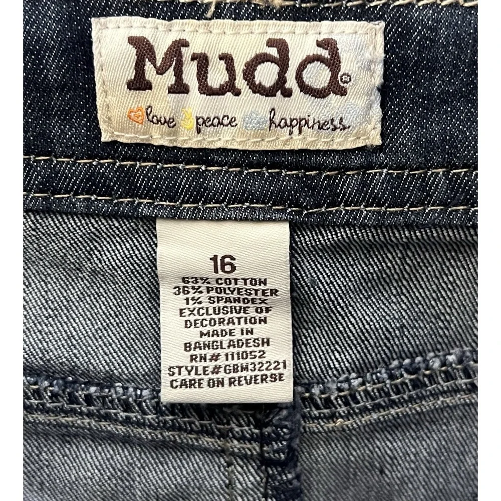 Mudd Mini Denim Jean Skirt Girls Size 16 Blue Tribal Embroidery Pockets New